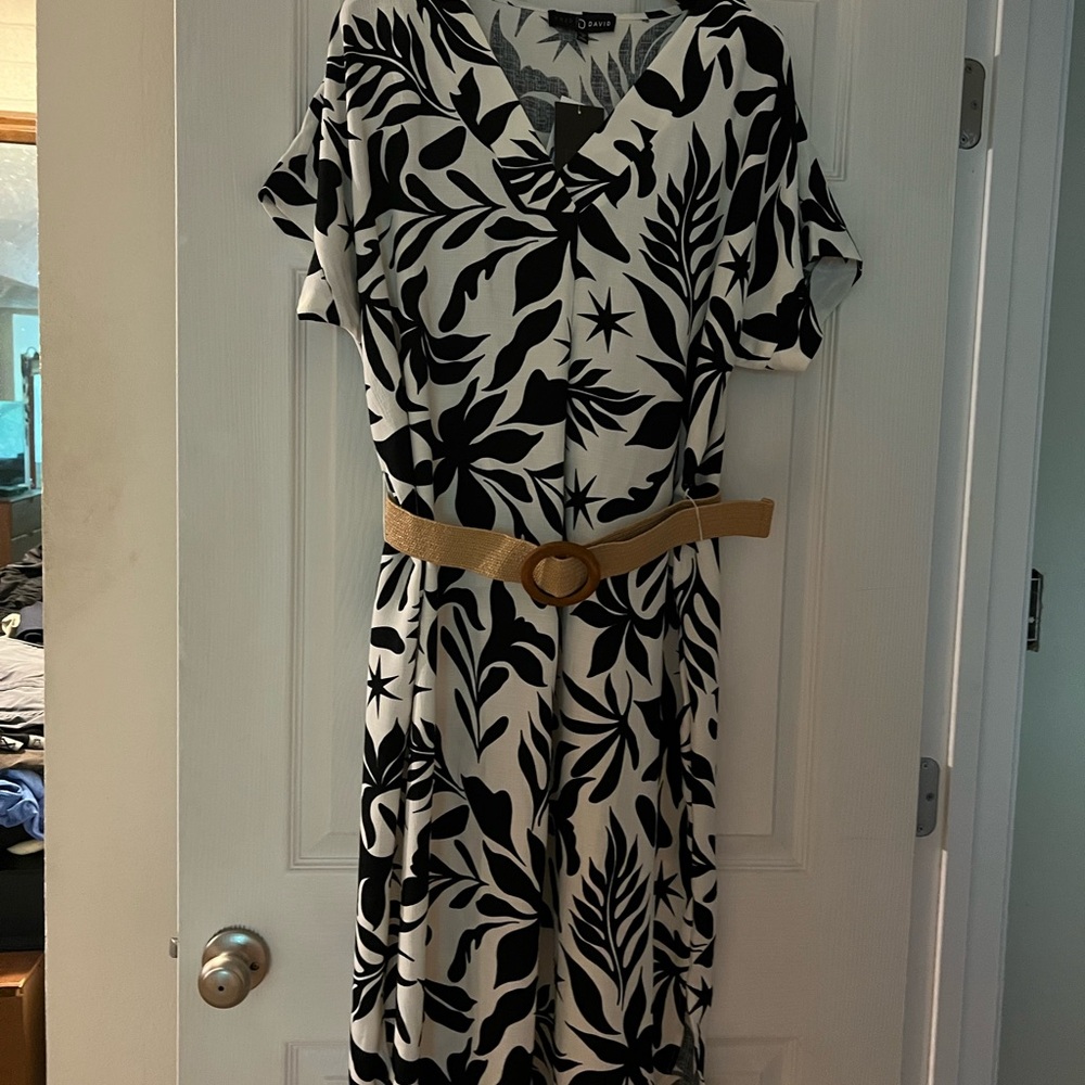 Black and White Flutter Sleeve Midi Sundress